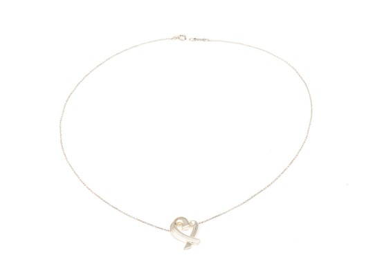 Tiffany & Co. Sterling Paloma Picasso Open Heart Ribbon Necklace, 18