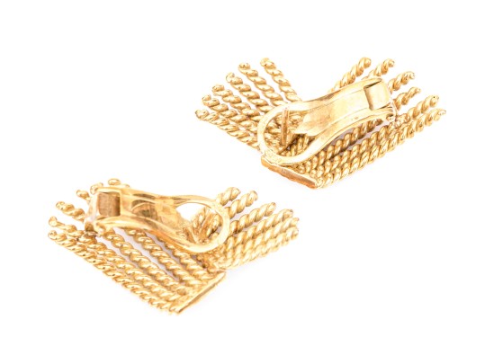 18k Yellow Gold Magnificent Folded Twisted Rope Earrings