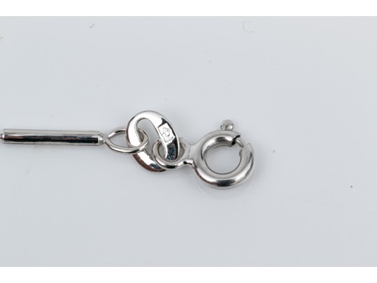 18k White Gold Diamond Set Ball And Bar Chain 