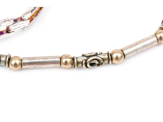 Sterling Silver Pair Of Open Link And Tube Style Bracelets