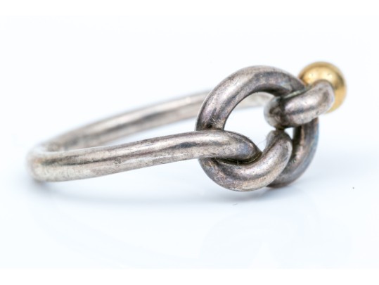 Tiffany & Co. Sterling Silver And 18k Yellow Gold Classic Knot Ring, Size 5.5