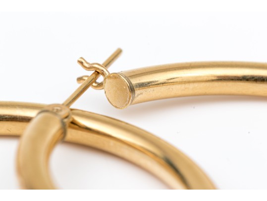 14k Yellow Gold Fun Large Round Hoop Earrings