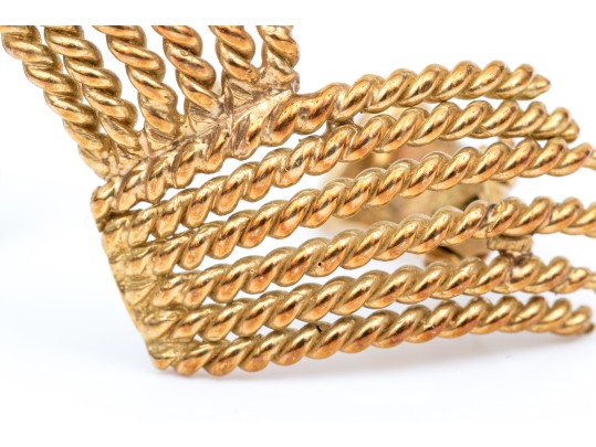 18k Yellow Gold Magnificent Folded Twisted Rope Earrings