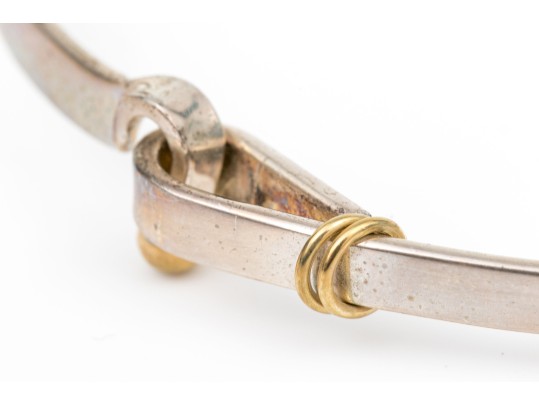 Tiffany & Co. Sterling Silver And 18k Ring End Hook And Eye Bangle Bracelet