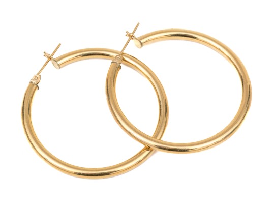 14k Yellow Gold Fun Large Round Hoop Earrings