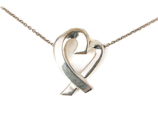 Tiffany & Co. Sterling Paloma Picasso Open Heart Ribbon Necklace, 18