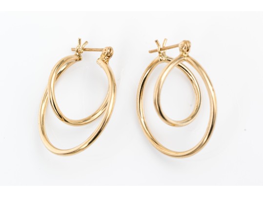 14k Yellow Gold Contemporary High Polished Spiral Hoops