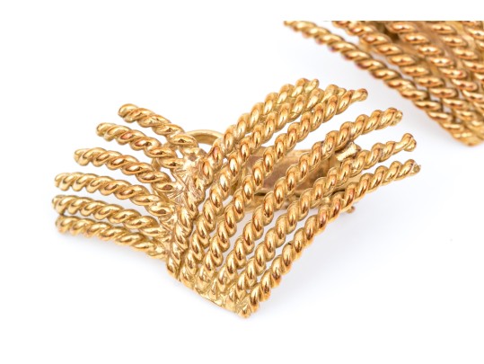 18k Yellow Gold Magnificent Folded Twisted Rope Earrings