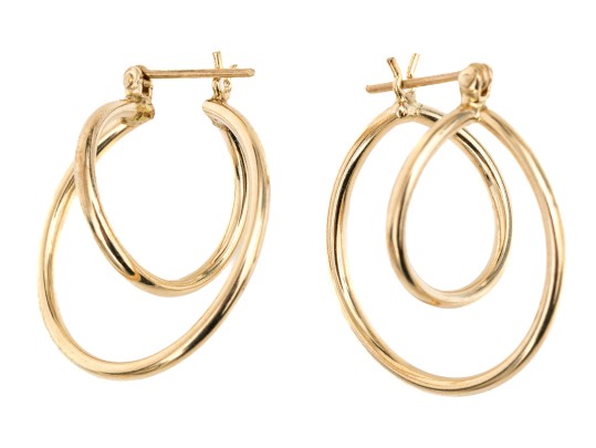 14k Yellow Gold Contemporary High Polished Spiral Hoops