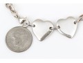 Sterling Silver Pretty Double Heart Id Style Bracelet