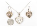 Sterling Silver Heart Motif Earrings With Complementary Heart Motif Locket, With Chain