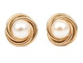 14k Yellow Gold Classic 5.75 Mm Cultured Pearl And Gold Knot Earrings