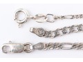 Sterling Silver Collection Of Figaro And Curb Link Bracelets, With Necklace