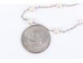 14k White Gold Pretty White Cultured Freshwater Pearl Station Necklace
