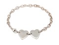 Sterling Silver Pretty Double Heart Id Style Bracelet