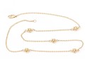 14k Yellow Gold Pretty Diamond Set Flower Motif Station Necklace, App. 0.20 TCW