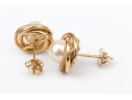 14k Yellow Gold Classic 5.75 Mm Cultured Pearl And Gold Knot Earrings