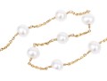 14k Yellow Gold Chic White Cultured Freshwater Pearl Station Choker Necklace
