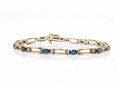 14k Yellow Gold Classic Oval Sapphire And Diamond Link Bracelet