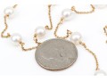 14k Yellow Gold Elegant White Cultured Pearl Station Necklace