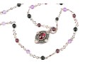 Sterling Silver Black Onyx, Garnet And Amethyst Bead Necklace, Finished With A Garnet Pendant