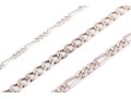 Sterling Silver Collection Of Figaro And Curb Link Bracelets, With Necklace