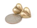 14k Yellow Gold Striking Matte Finished Heart Motif Earrings