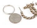 Sterling Silver Twisted Round Hoop Earrings And Plain Band Ring, Size 4.5