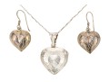 Sterling Silver Heart Motif Earrings With Complementary Heart Motif Locket, With Chain