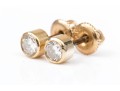 14k Yellow Gold Pretty Bezel Set Diamond Stud Earrings, App. 0.42 TCW