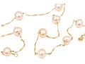 14k Yellow Gold Striking Champagne Cultured Freshwater Pearl Station Necklace