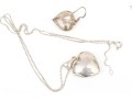 Sterling Silver Heart Motif Earrings With Complementary Heart Motif Locket, With Chain
