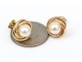 14k Yellow Gold Classic 5.75 Mm Cultured Pearl And Gold Knot Earrings