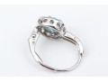 14k White Gold Beautiful Blue Topaz And Diamond Halo Drop Earrings