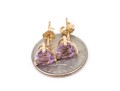 14k Yellow Gold Simple Purple Amethyst Heart Stud Earrings, App. 1.20 TCW
