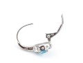 14k White Gold Beautiful Blue Topaz And Diamond Halo Drop Earrings