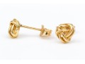 18k Yellow Gold Simple Woven Knot Earrings, With 14k Clutches