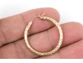 14k Yellow Gold Striking Diamond Cut Round Hoop Earrings