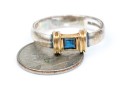 Tiffany & Co. Sterling Silver And 18k Ribbed Square Sapphire Ring, Size 6+
