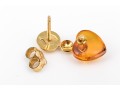 18k Yellow Gold Handsome Amber Heart Motif Drop Earrings