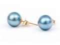 14k Yellow Gold Chic Black 7.75 Mm Cultured Pearl Earrings