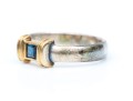 Tiffany & Co. Sterling Silver And 18k Ribbed Square Sapphire Ring, Size 6+
