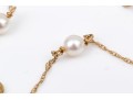 14k Yellow Gold Pretty White Cultured Freshwater Pearl Station Necklace
