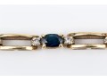 14k Yellow Gold Classic Oval Sapphire And Diamond Link Bracelet