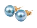 14k Yellow Gold Chic Black 7.75 Mm Cultured Pearl Earrings