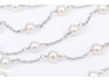 14k White Gold Pretty White Cultured Freshwater Pearl Station Necklace
