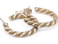 Sterling Silver Twisted Round Hoop Earrings And Plain Band Ring, Size 4.5