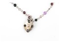 Sterling Silver Black Onyx, Garnet And Amethyst Bead Necklace, Finished With A Garnet Pendant