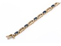 14k Yellow Gold Classic Oval Sapphire And Diamond Link Bracelet