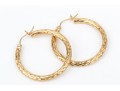 14k Yellow Gold Striking Diamond Cut Round Hoop Earrings